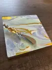 Twos Company Marble Wash Glass Serving Board Beaded Spreader Cheese Charcuterie