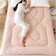 Portable Floor Mattress, Japanese Futon Mattress,Foldable Roll up Mattress, Sleeping Pad for Lounger Bed Dorm Camping(Pink,150x200cm)
