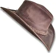 [Oztrala] Leather Cowboy HAT Australian Outback Western Men Women Desperado HL33
