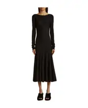 Khaite The Dany Open-Back Pleated Dress XS Black