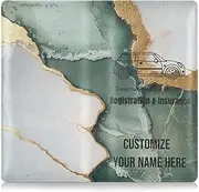 Custom Leather Registration and Insurance Card Holder Personalized Men Women Prefect Car Essentials Wallet for Driver Auto Owners Trailer Motorcycle Boat Marble Sage Green White