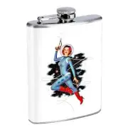 Rocket Girl Sexy Sci-Fi 8oz Stainless Steel Flask Drinking Whiskey