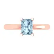 1.0 ct Emerald Cut Swiss Topaz Wedding Bridal Promise Ring Solid 14k Rose Gold