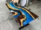 Ocean Epoxy Resin Dining Table Top, Resin Office Desk Furniture Table Top Decor