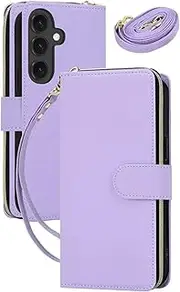 for Samsung A73 (5G) Leather Zipper Wallet Phone Case Crossbody Lanyard Flip Cover(for Samsung A73 (5G)/Light Purple)