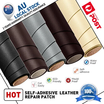 Leather Chair Couch Car Seat Sofa Repair Patch 30 x 150cm Black QUICK FIXAU