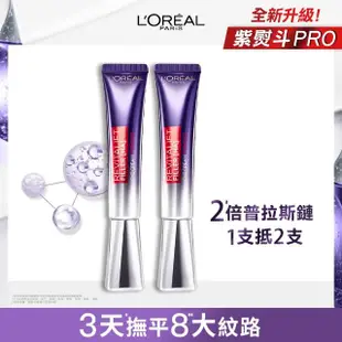 【LOREAL Paris 巴黎萊雅】玻尿酸眼霜級撫紋精華霜Pro版30ml#紫熨斗(2入組 #楊謹華代言 #母親節特惠組)