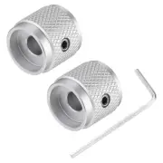 2PCS Guitar Knobs Metal, Volume Tone Control Dome Knobs 1/4", Silver