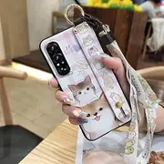 Phone Case Compatible with Sony Xperia1 VII, Anti-Knock Shockproof Cartoon Waterproof Ring Anti-dust Wristband Protective Silicone Cute