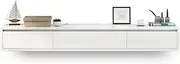 Floating White TV Stand with 2 Doors Wall Mounted Storage Unit for Living Room Dining Room and Bedroom (220cm)