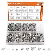 450 Pieces Computer Standoffs Screws Assortment Kit for 2.5" SSD, Hard Silver