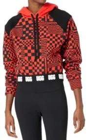 UGG MALLORY Cropped Sweatshirt Women’s Red & Black Checks Style 1134076 Size L