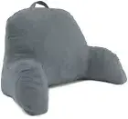 Microsuede Bed Rest - Reading and Bed Rest Lounger - Bed Pillow, Dark Grey