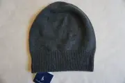POLO RALPH LAUREN BEANIE HAT GREY /W SMALL PURPLE PONY NOT RIBBED OSFM