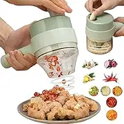 RAYWE 4 in 1 Handheld Electric Food Chopper Wireless Vegetable Cutter Set Vegetable Chopper and Meat Grinder with USB Powered for Kitchen Cooking-1 Pack