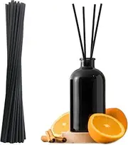 50pcs Diffuser Sticks, 30CM Wood Rattan Essential Oil Aroma Diffusers ECO- Extra Long 4 mm Thick Replacement Refill Stick- Fragrance Refill Black Fibre Reed Thick Diffuser Sticks for Diffuser Oils