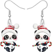 [RAIDIN] Acrylic Cute Christmas Dangling Earrings for Women Girls Kids Novelty Anime Panda Dangle Hook Earrings Jewelry Gifts for Holiday Party Decorations