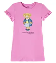 [Polo Ralph Lauren Kids] Polo Ralph Lauren Kids Polo Bear ruffled cotton jersey dress Y 1,5-2 pink