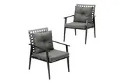 Livsip Outdoor Rattan Chairs Patio Lounge Armchair Black 2PCS