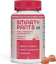 SmartyPants Adult Probiotic Formula Daily Gummy Vitamin: Gluten Free Probiotics & Prebiotics Boosting Immunity & Digestive Support*, 7 bil CFU, Strawberry Creme, 60 Count (30 Day Supply)