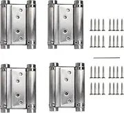 4pcs 3in Double Action Spring Hinges, Self Closing Door Hinges for Cafe Saloon Pub Swinging Doors, 201 Stainless Steel, Including Pins and Screws