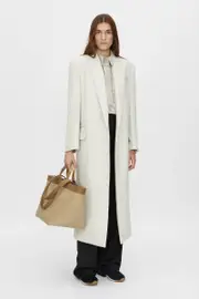 Corbett Double-Breasted Coat in Stone White - CAMILLA AND MARCÆ C&M