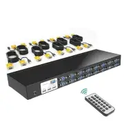 16 Port KVM Switch, 16X1 Rackmount KVM Switch VGA, Included 16 KVM Cables & IR R