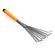Steel Hand Rake Soil Tiller with Ergonomic Handle Small Leaf Rake Great for G...