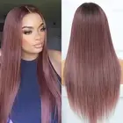 Ombre Synthetic Lace Front Wigs Straight Heat Resistant Natural Hairline Fibe...