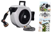 Retractable Garden Hose Reel 1/2 Inch x 33ft - Wall Mounted Heavy Duty Hose