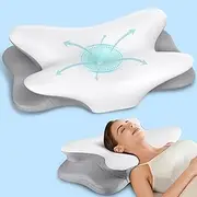 Side Sleeper Cervical Pillow – Yukaione Ergonomic Memory Foam Neck Pillow for Neck Pain Relief, Contour Orthopedic Design for Side & Back Sleepers, Washable Cooling Cover(Gray)