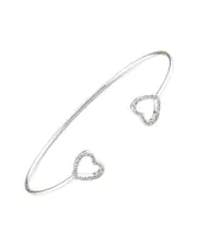 Silver 0.07 ct. tw. Diamond Heart Bangle Bracelet