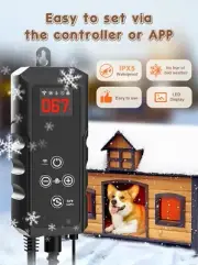 APP WIFI Control Dog Cat Pet House Heater W/Thermostat Anti Chew Cord 500W