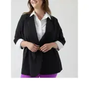ATHLETA Women’s Plus Size Endless Black Open Collar Blazer Size 16 NWT