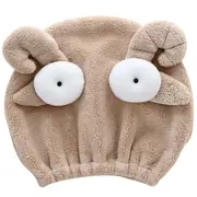 Quick Dry Hair Hat Elastic Strong Water Absorption Fine Fiber Skin Friendly Cartoon Hair Drying Towel Camel