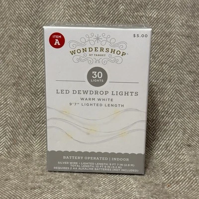 Target Wondershop LED White Dew Drop String Lights (30 bulbs), Battery Powered