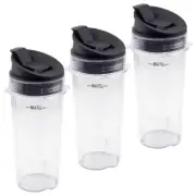 3 Pack 16 oz Cup with Sip & Seal Lid 303KKU for Nutri Ninja BL660 BL740 BL810