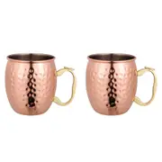 2PK Bartender Copper Plated Moscow Mule Mug 530ml - Hammer Finish