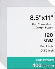 Sabary 400 Sheets Dot Cross Grid Graph Paper 8.5 x 11 Inches Letter Size Grid Paper Unpunched Refills Graph Paper Large Grid for Planning Bullet Journaling Thick Paper Smooth, White (Classic Style)