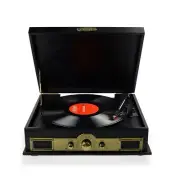 mbeat Vintage Wood Turntable Bluetooth Vinyl Record Player 33, 45, 78 RPM AM/FM