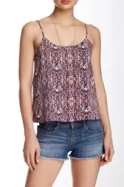 Wild Pearl Tank Top Junior Size Spaghetti Strap Scoop Neck Floral Print Cami