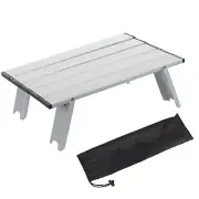 (Silver)Portable Camping Folding Table Anti Rust Small Stable Thickened Out US
