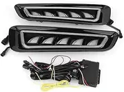 Gearwell Daytime Running Lights, LED Signal Lamp, Front DRL Light Assembly, Compatible with Ford 2017-2019, 3-Color LED Driving Light Pair