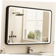 LED-Bathroom-Mirror-with-Lights, 24"x32" Wall-Mounted with Bluetooth Speaker,