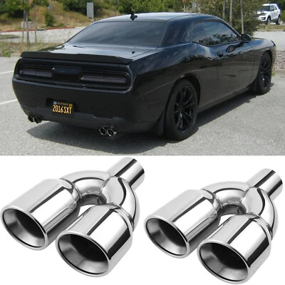 For Dodge Challenger 2.5" to 3.5'' Dual Exhaust Quad Tips Double Wall Stainless