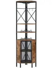 [IHOMDEC] 6-Tier Pentagon Corner Shelf with Storage Cabinet in Rustic Dark Brown
