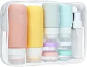 4 Pack Travel Bottles for Toiletries, TSA Approved, Travel Size Containers, BPA Free Leak Proof Tubs Refillable Liquid Accessories for Cometic Shampoo and Lotion Soap(90ml) (Grey) (Modern, Yellow)