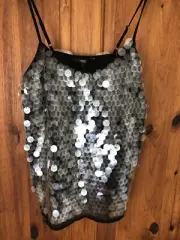 Next Strappy Fully Sequinned Cami Vest Top Party Cruise Occasion Size 6 BNWT £40