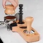 Coffee Tamper Holder Filter Stand Walnut Distributor Mat Rack Coffee Maker Tool