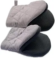Short Oven Mitts, Heat Resistant Silicone Kitchen Mini Oven Mitts, Non-Slip Grip for Baking Grilling Barbecue Microwave